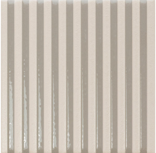 Twister Stone Taupe Pinstripe Matte Ceramic Tile 5" x 5"