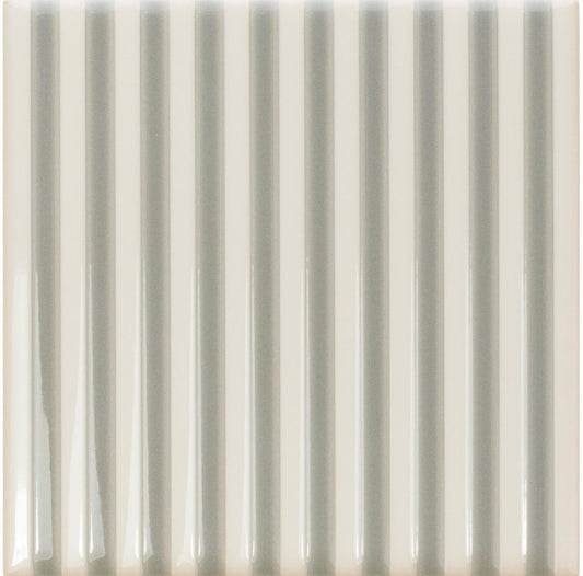 Twister Mint Grey Pinstripe Glossy Ceramic Tile 5" x 5"