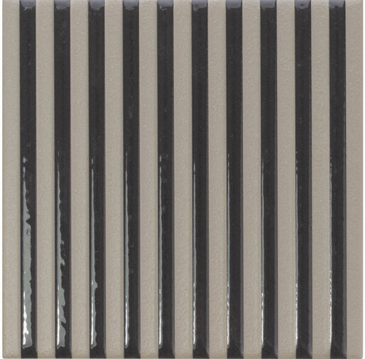 Twister Taupe Stone Graphite Pinstripe Matte Ceramic Tile 5" x 5"