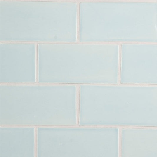 Baby Blue Multi Finish Subway Ceramic Tile 3" x 6"