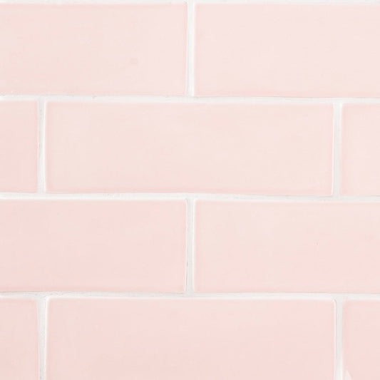 Blush Glossy Subway Ceramic Tile 3" x 9"