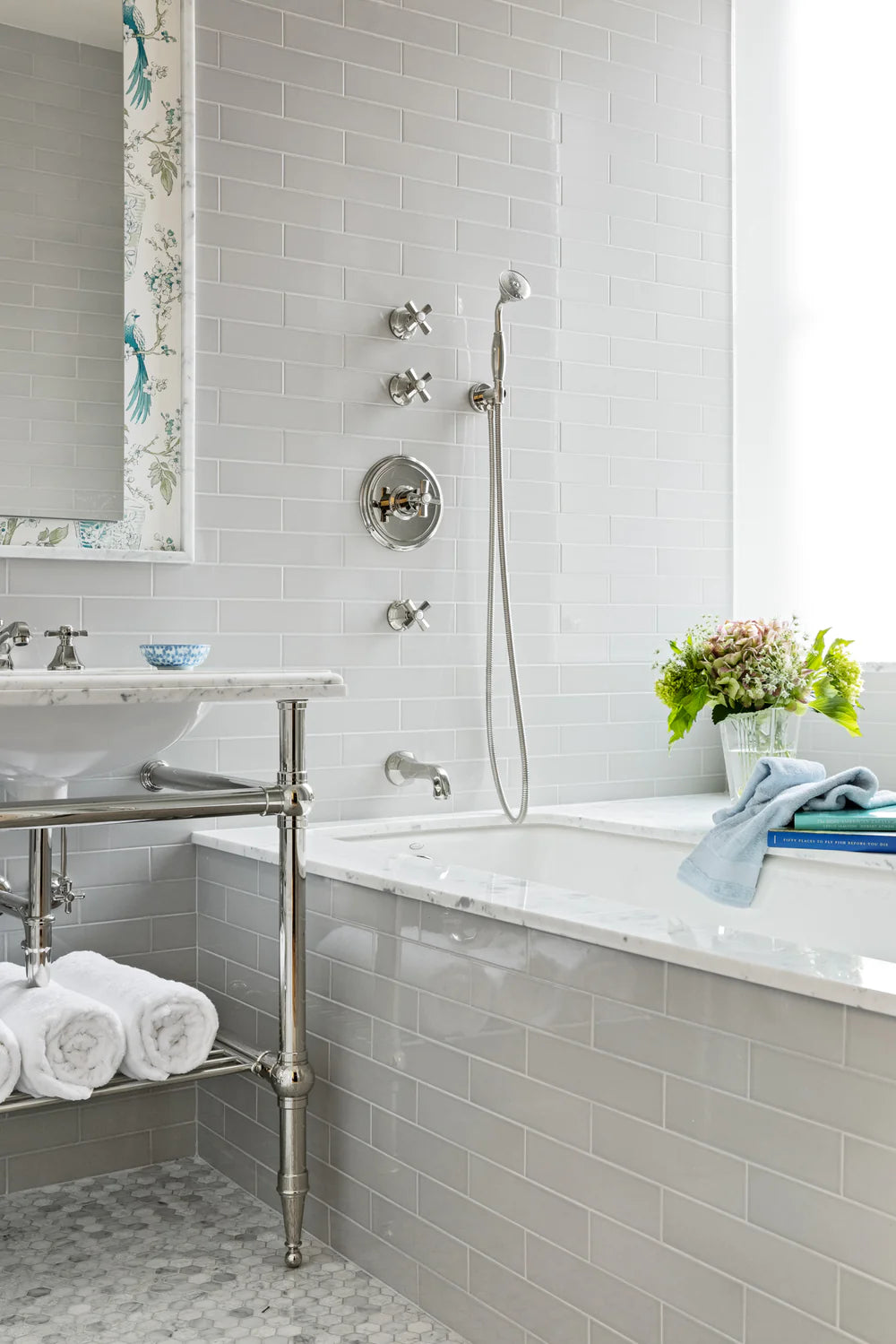 Artistic Tile Hexagon Bianco Carrara Marble Mosaic 3.0cm