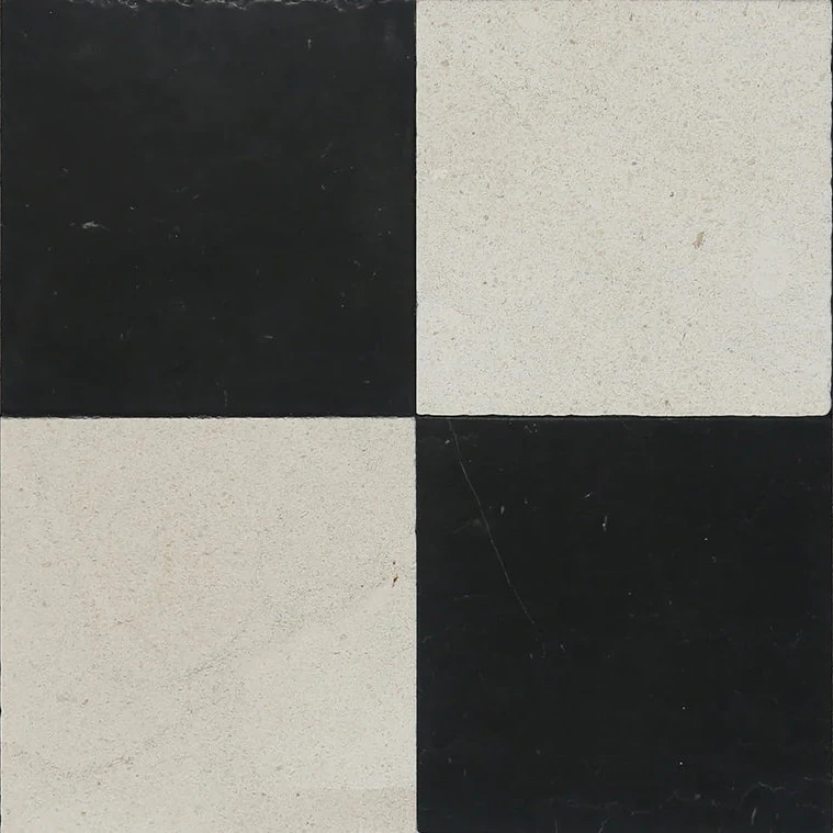 Pietra Collection in Absolute Black Tumbled Marble Tile 12" x 12"