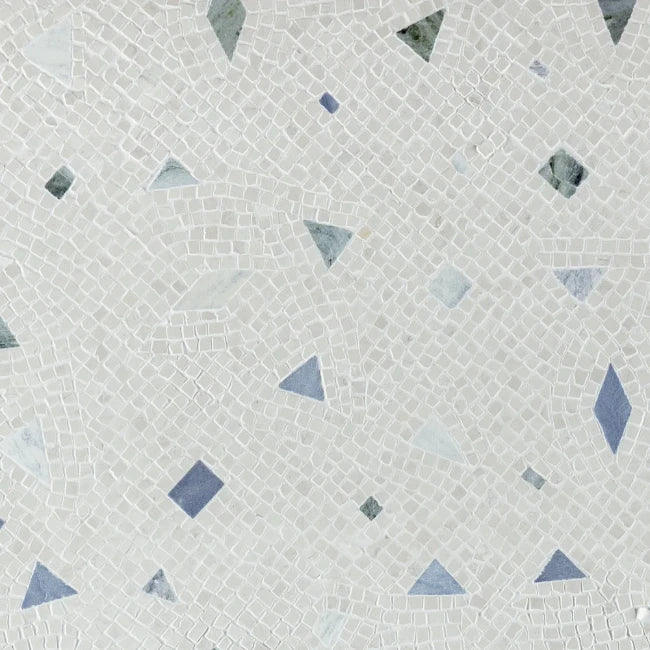 Details of white terrazzo marble mosaic tile
