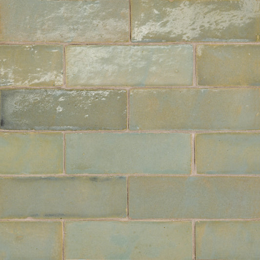 Tunis Zellige Tile Glossy in Aloe 2" x 6"