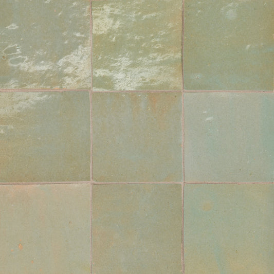 Tunis Zellige Tile Glossy in Aloe 4" x 4"