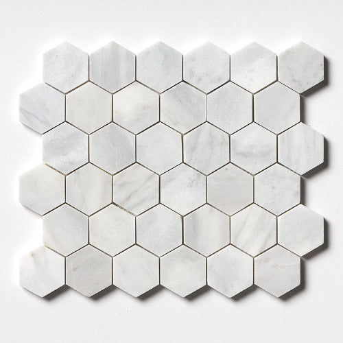 Alva Honed Hexagon Marble Mosaic