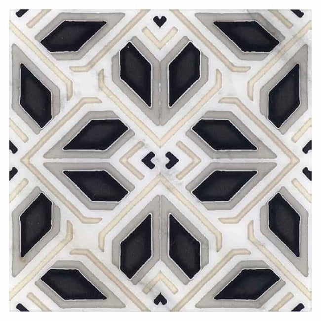 Ansel in Carbon Marble Tile 6" x 6"