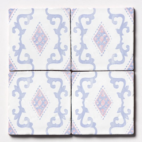 Antiga Blue Ceramic Tile Deco IWIN 6" x 6"