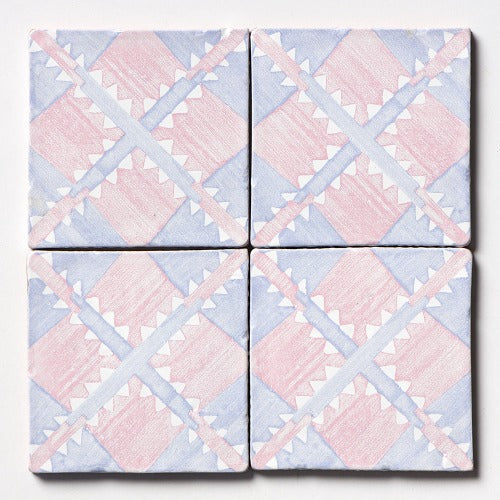 Antiga Blue Pink Ceramic Tile Deco IWMT 6" x 6"