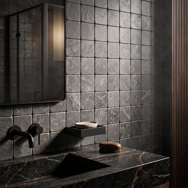 Ashford Limestone Tile in Ashen 4" x 4"