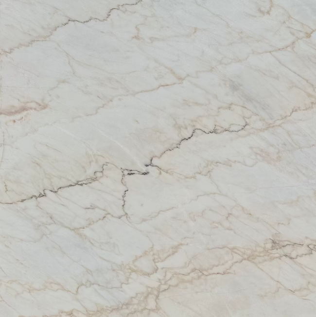 Marble slab with a beige and white pattern
