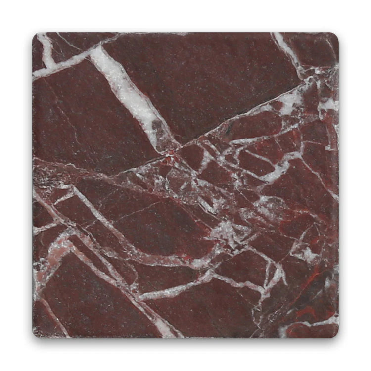 Pietra Collection in Aurora di Vino Tumbled Marble Tile 4" x 4"