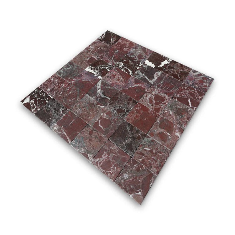 Pietra Collection in Aurora di Vino Tumbled Marble Tile 4" x 4"