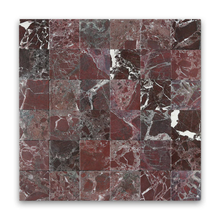 Pietra Collection in Aurora di Vino Tumbled Marble Tile 4" x 4"