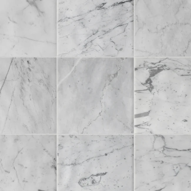 White marble tile with grey veining