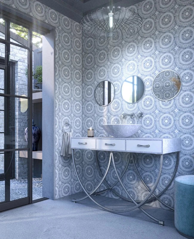 Artistic Tile Blue Note Circles Blue Blend Mosaic