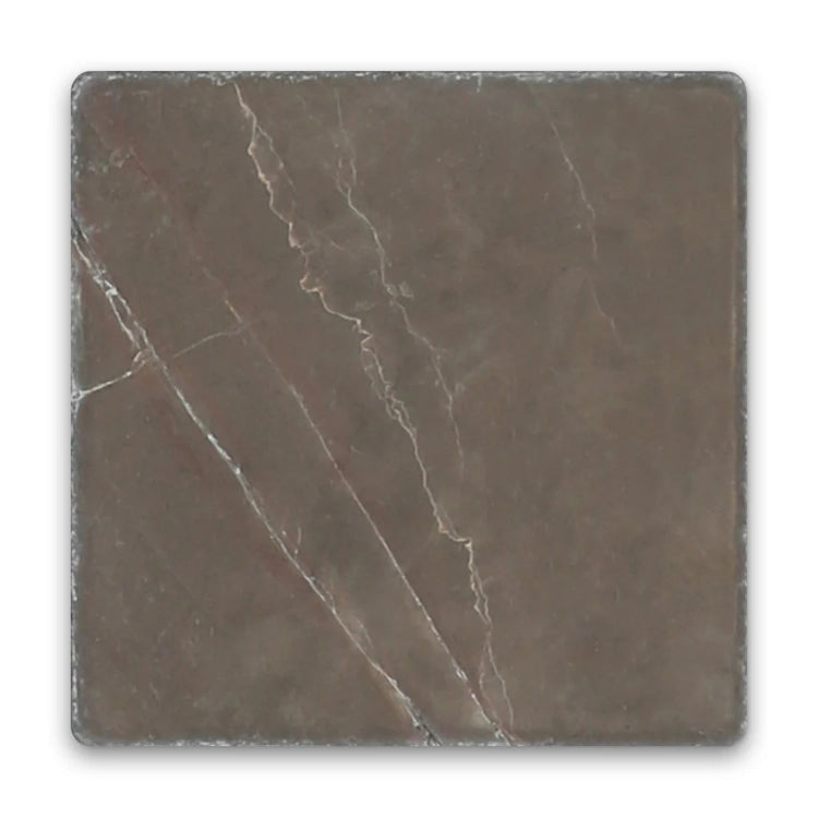 Pietra Collection in Caffe Notte Tumbled Marble Tile 4" x 4"