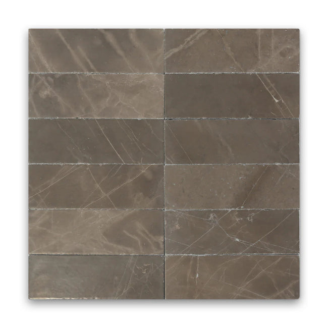 Pietra Collection in Caffe Notte Tumbled Marble Tile 4" x 12"