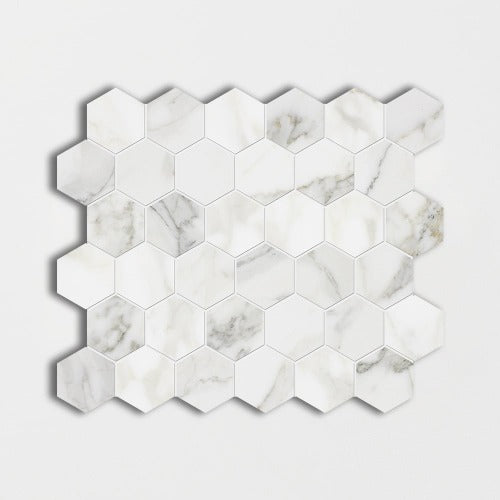 Calacatta Gold Polished Hexagon Marble Mosaic