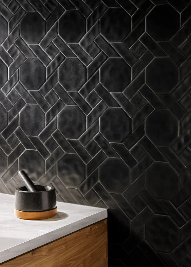 Artistic Tile Cane Noir Limestone Mosaic Satinato Stone