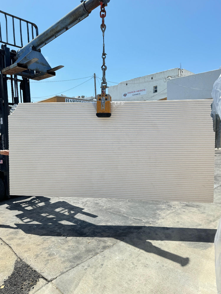 Ivory Beige Limestone Fluted Slab in Los Angeles