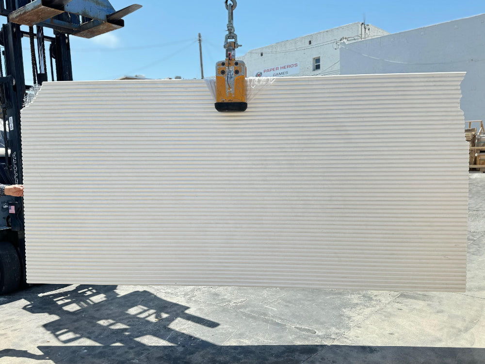 Beige fluted slab available in Los Angeles slab yard