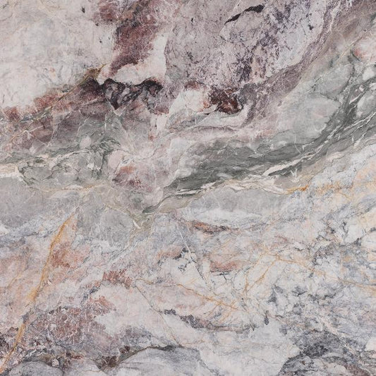 Details of Cherry Blossom Marble Slab with Burgundy, Blue and Pink Veining