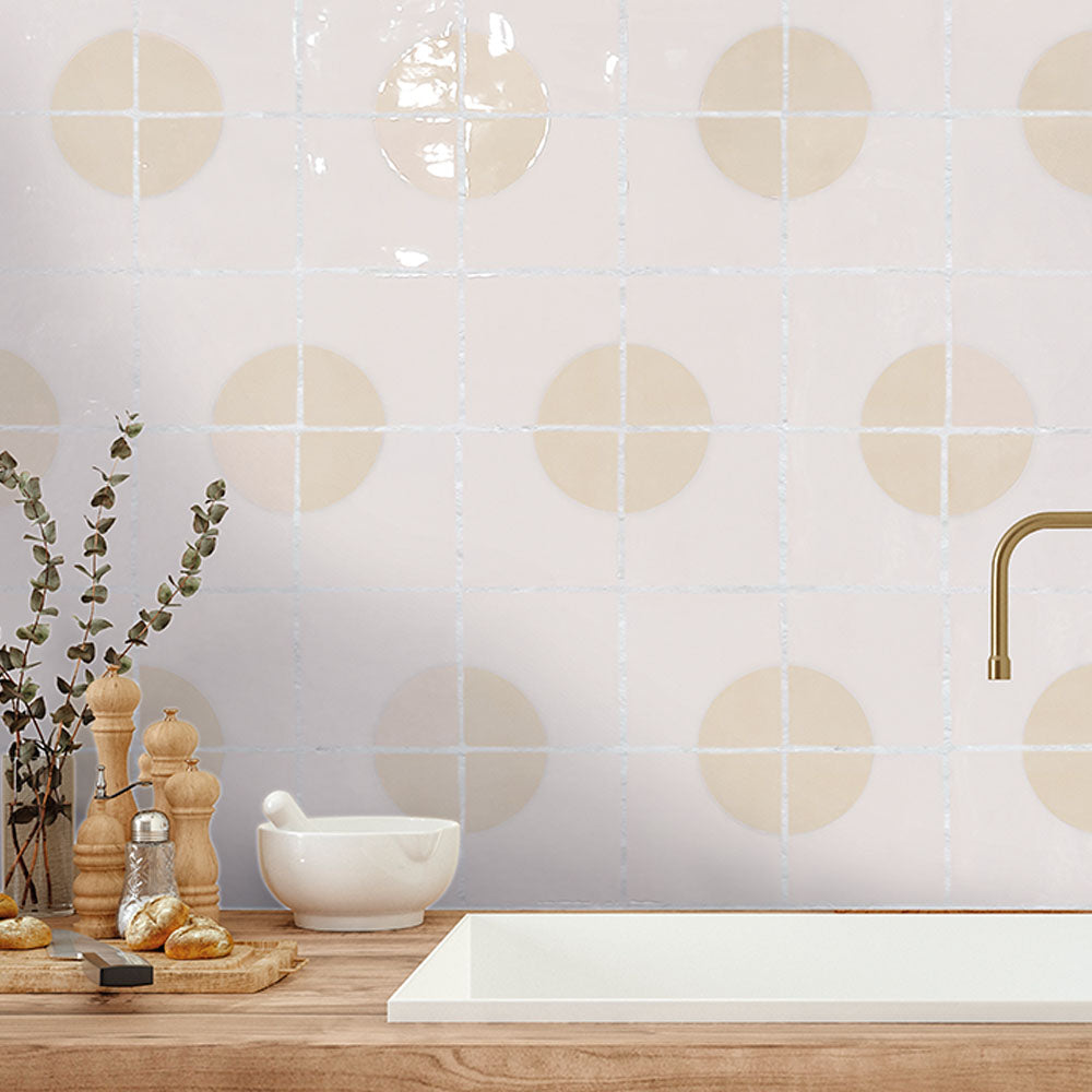 Cotton White Penelope Deco Tile 5" x 5"