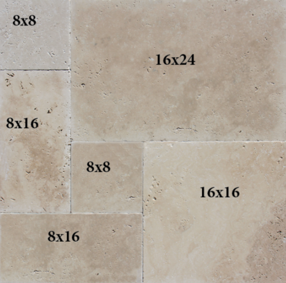 Cream Travertine French Pattern Marble Tumbled Paver 3cm