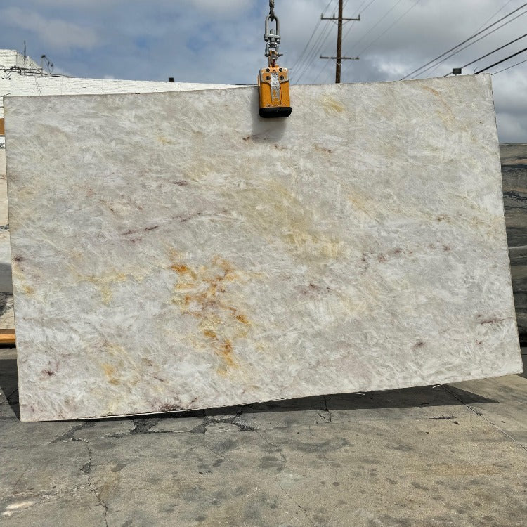 Cristallo Quartzite Slab in Los Angeles Stone Yard