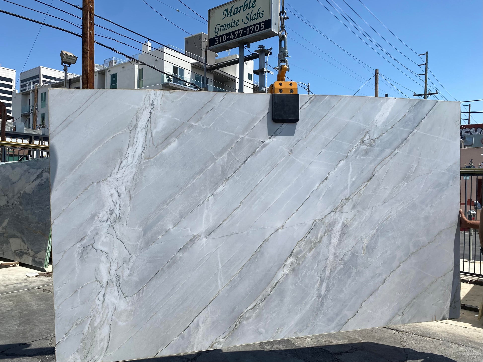 Crystal Grey Quartzite Slab in Los Angeles Slab Yard