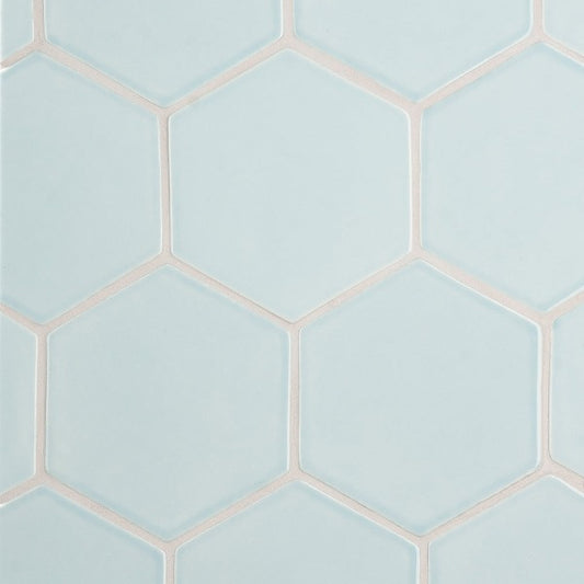 Baby Blue Glossy Hexagon Ceramic Tile
