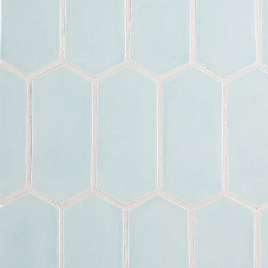 Baby Blue Glossy Picket Ceramic Tile 3" x 6"