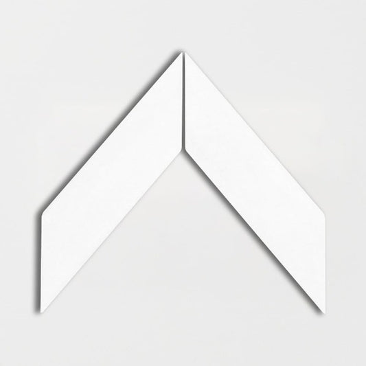 Pearl White Glossy Chevron Ceramic Tile 2" x 6"