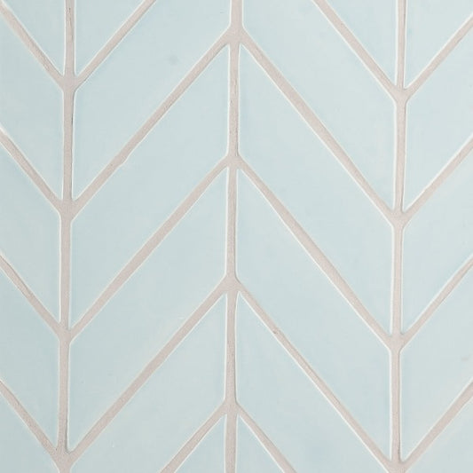Baby Blue Glossy Chevron Ceramic Tile 2" x 6"