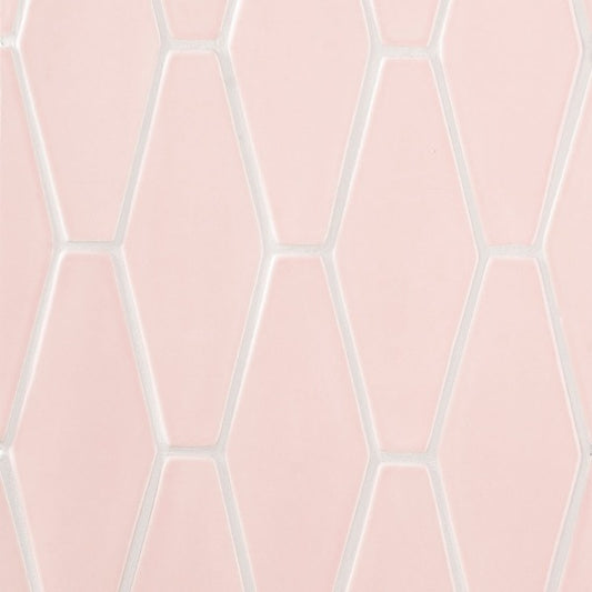 Blush Glossy Long Hexagon Ceramic Tile 3" x 7"