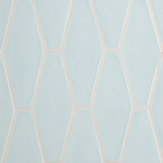 Baby Blue Glossy Long Hexagon Ceramic Tile 3" x 7"