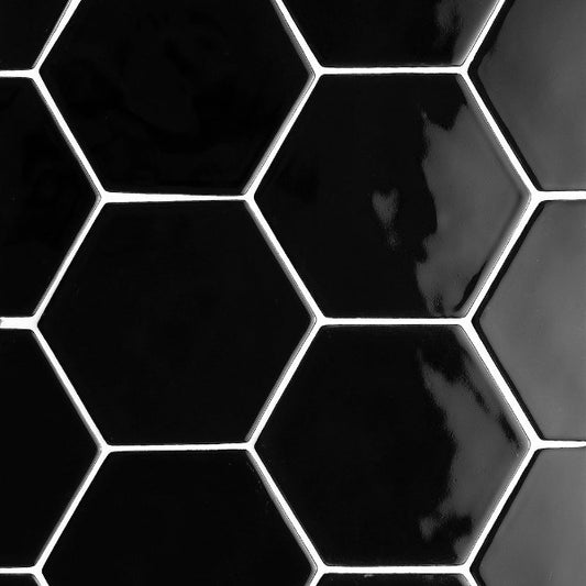 Black Glossy Hexagon Ceramic Tile