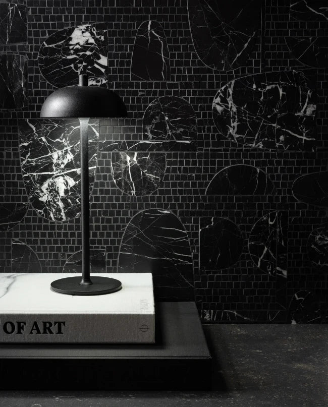 Artistic Tile Decadence By Donghia Black Waterjet Mosaic Honed Stone