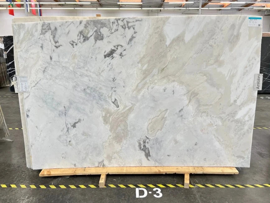 Dover White Marble Slab 3/4" Leathered Stone