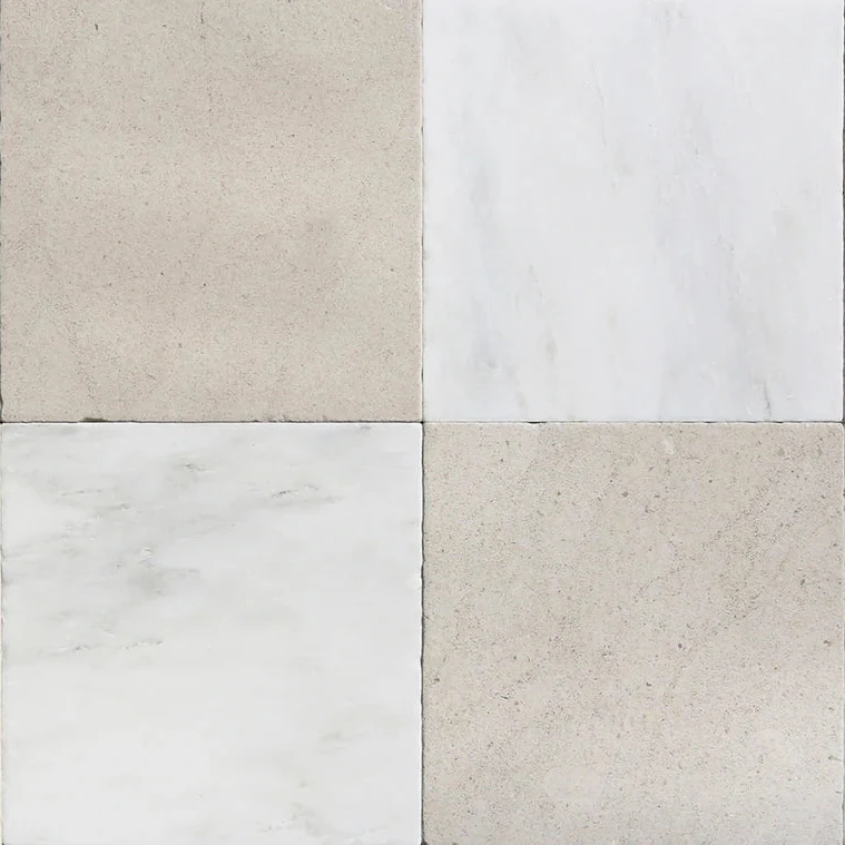 Pietra Collection in Ecru Tumbled Marble Tile 12" x 12"