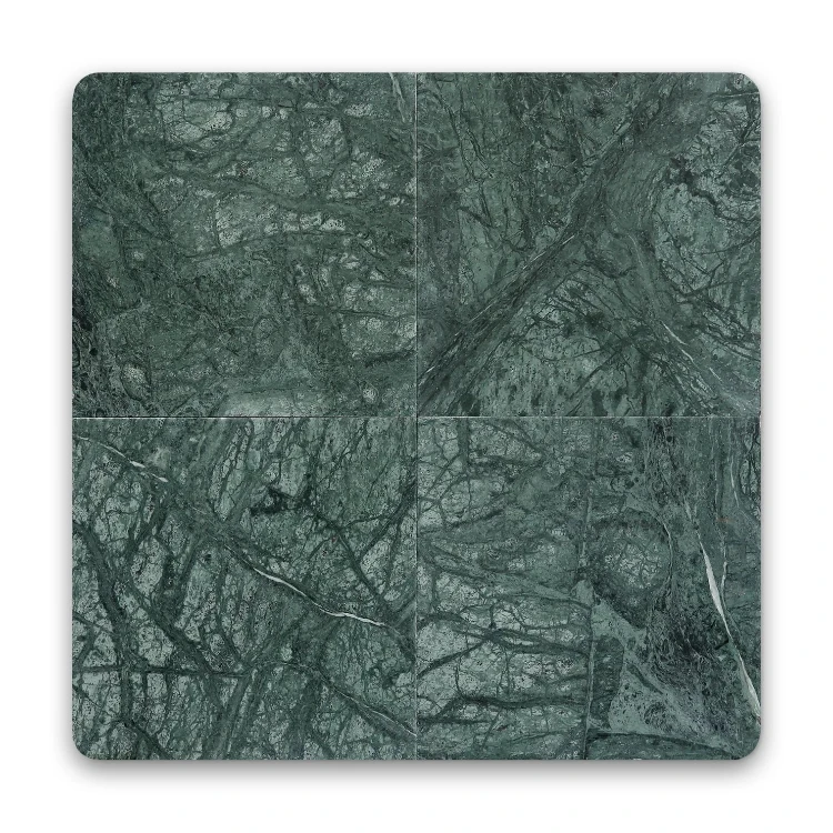 Pietra Collection in Empress Green Tumbled Marble Tile 12" x 12"