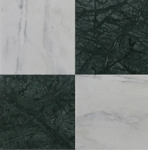 Pietra Collection in Empress Green Tumbled Marble Tile 12" x 12"