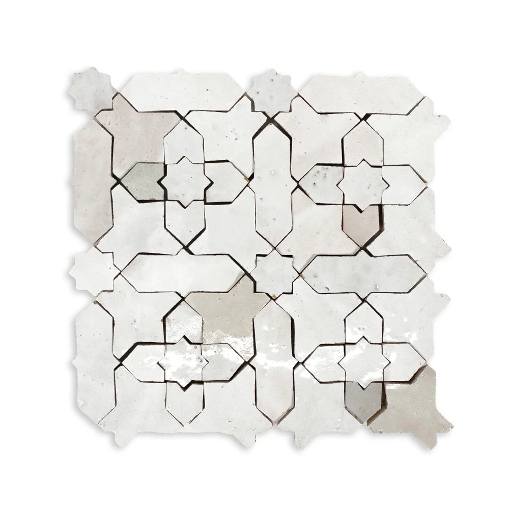 Fez Starburst Zellige Tile in White