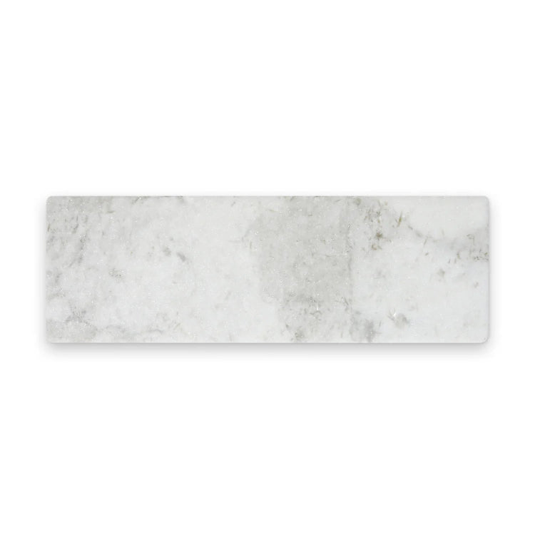 Pietra Collection in Fior di Bianca Tumbled Marble Tile 4" x 12"