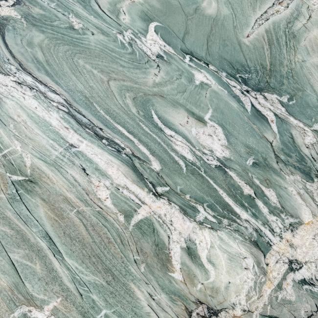 Details of Forest Green Quartzite Slab Vibrant Hues and Veining