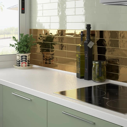 Apex Collection Glossy Ceramic Tile 2.5" x 10" in Gold