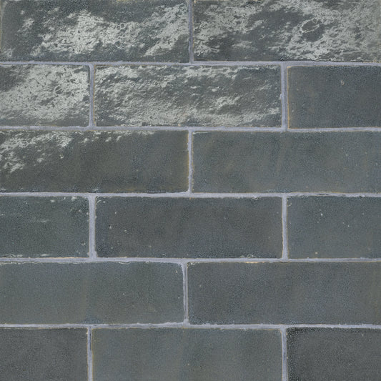Tunis Zellige Tile Glossy in Graphite 2" x 6"