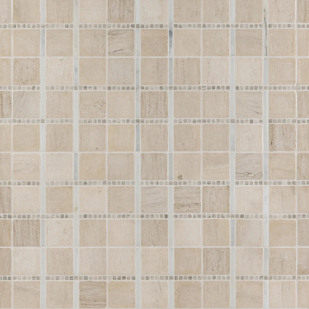 Artistic Tile Double Check Moca Mosaic Tumbled Stone